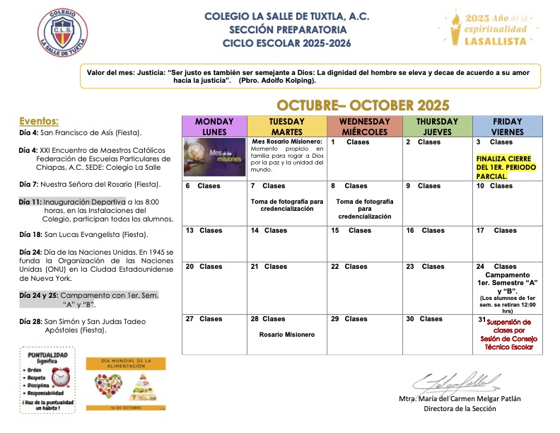 AGENDA OCTUBRE Preparatoria