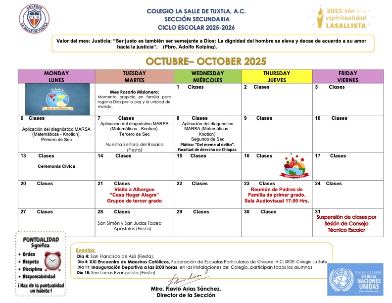 AGENDA OCTUBRE Secundaria