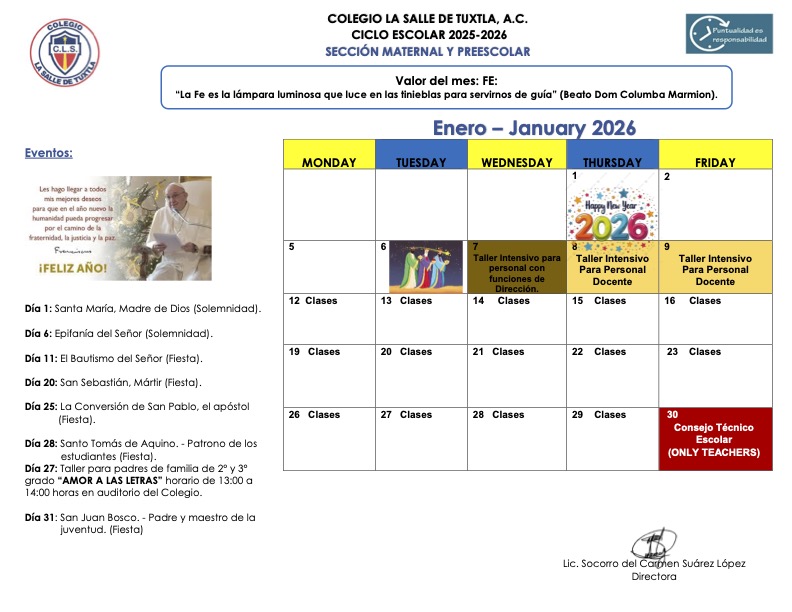 AGENDA ENERO MAT. Y PREESC