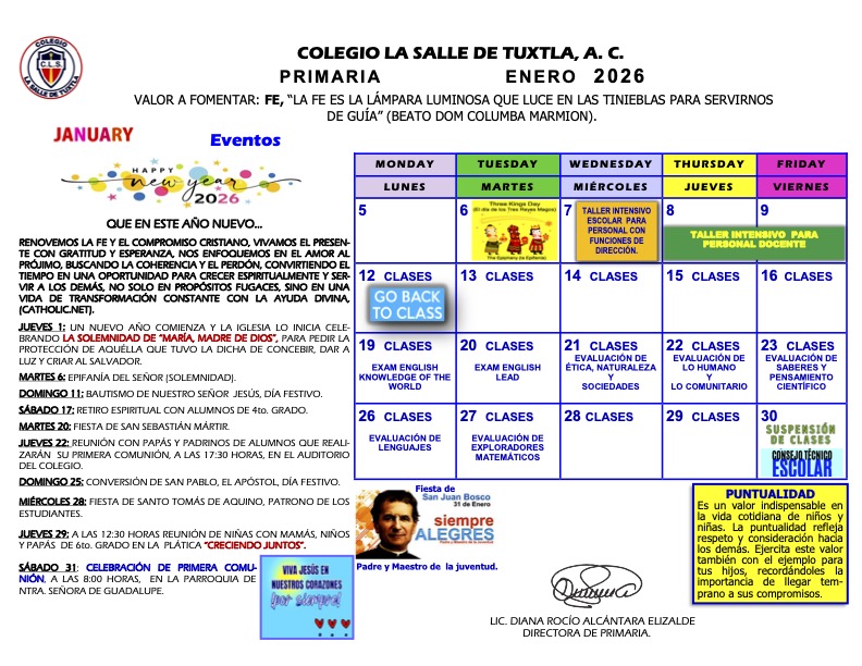 AGENDA ENERO PRIMARIA