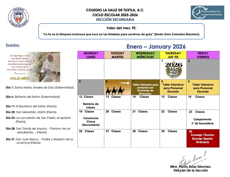 AGENDA ENERO SECUNDARIA