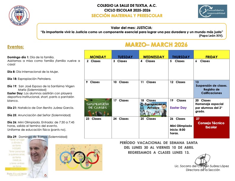 AGENDA MARZO MAT Y PREESC