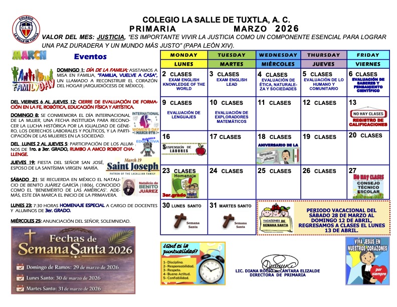 AGENDA MARZO PRIMARIA