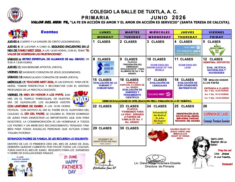 AGENDA JUNIO PRIMARIA